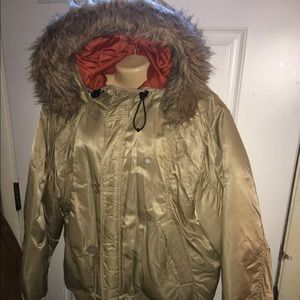 Adults Men’s Women’s Large Gold Hooded Parka Coat